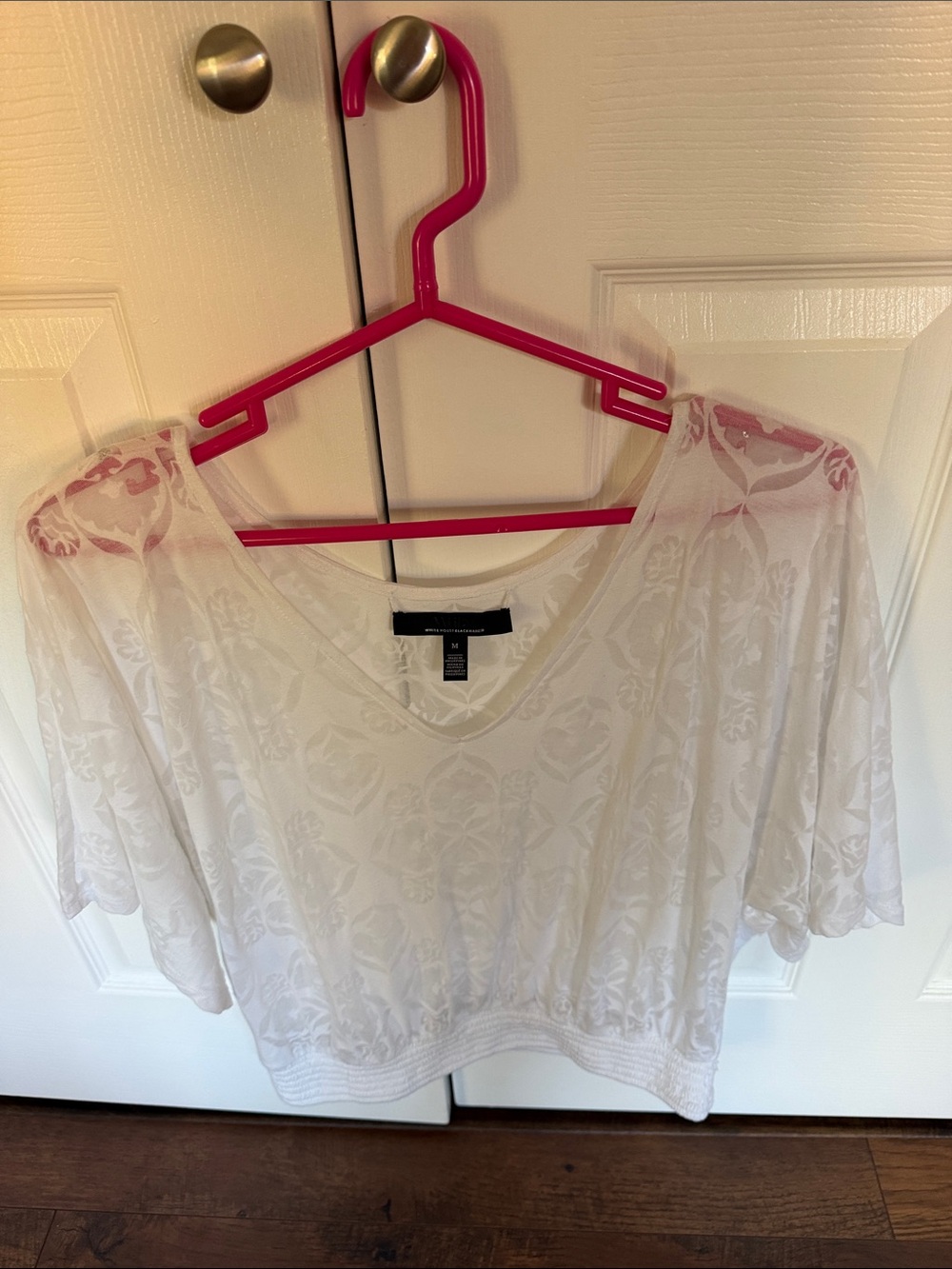 White Sheer V-Neck Cropped Top
